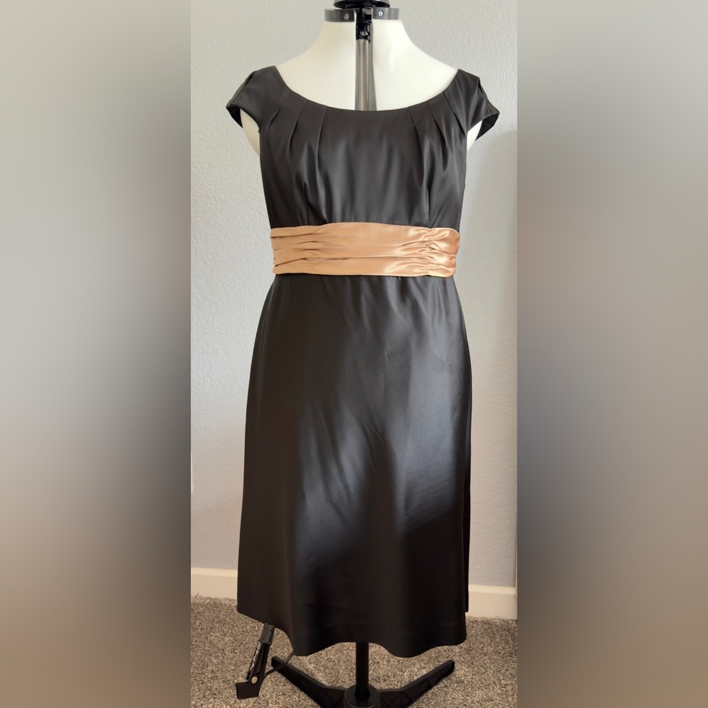 Adrianna Papell Black Dress with Gold Accent sash
